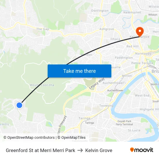 Greenford St at Merri Merri Park to Kelvin Grove map