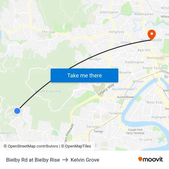 Bielby Rd at Bielby Rise to Kelvin Grove map