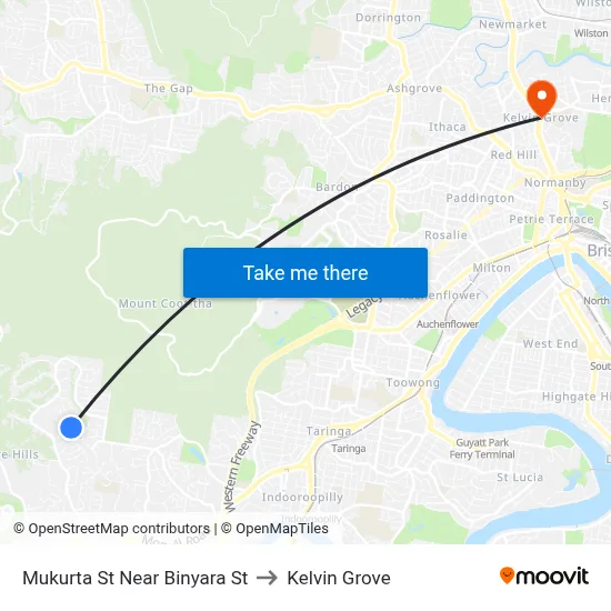 Mukurta St Near Binyara St to Kelvin Grove map