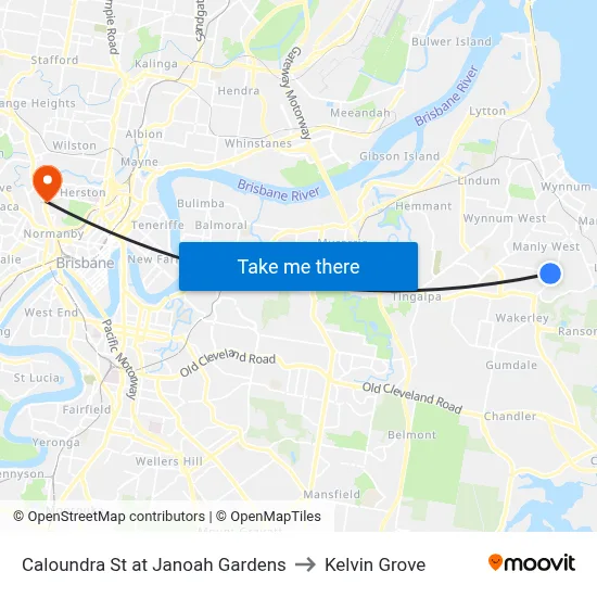 Caloundra St at Janoah Gardens to Kelvin Grove map