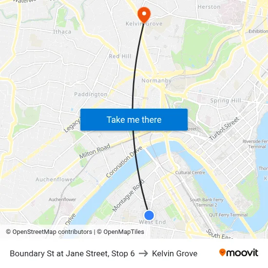Boundary St at Jane Street, Stop 6 to Kelvin Grove map