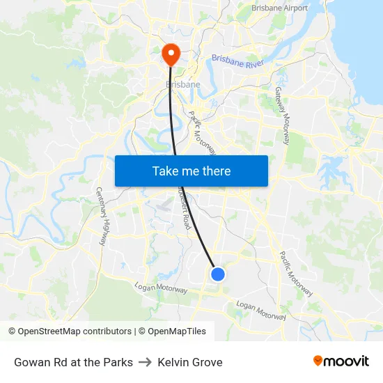 Gowan Rd at the Parks to Kelvin Grove map