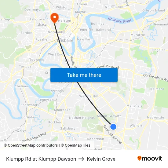 Klumpp Rd at Klumpp-Dawson to Kelvin Grove map