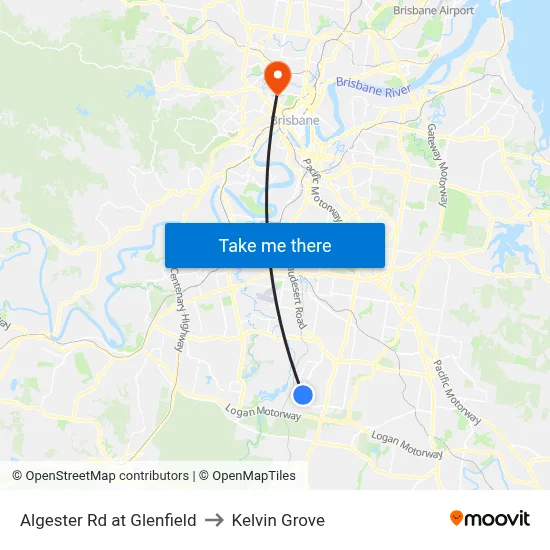 Algester Rd at Glenfield to Kelvin Grove map