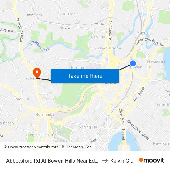 Abbotsford Rd At Bowen Hills Near Edgar St to Kelvin Grove map