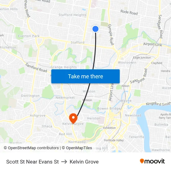 Scott St Near Evans St to Kelvin Grove map