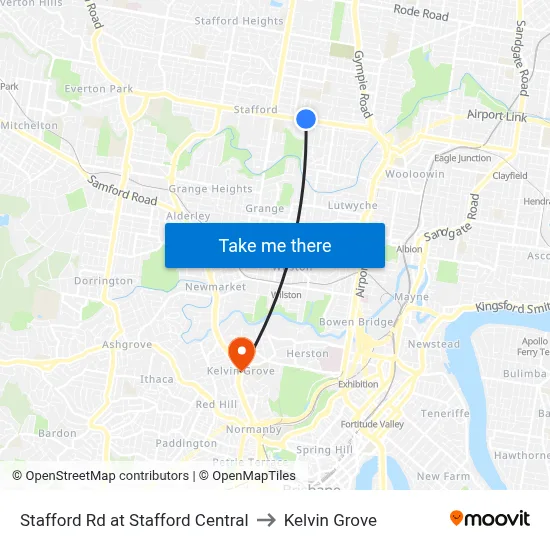 Stafford Rd at Stafford Central to Kelvin Grove map