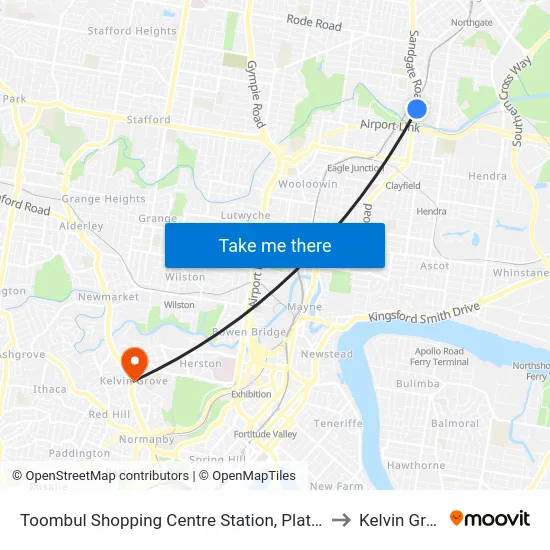Toombul Shopping Centre Station, Platform D to Kelvin Grove map
