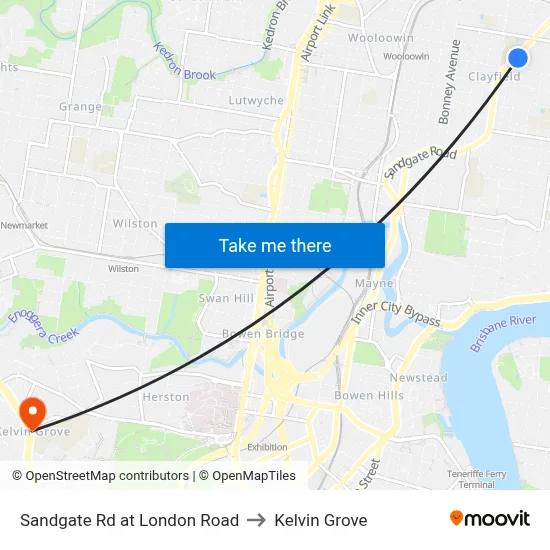 Sandgate Rd at London Road to Kelvin Grove map