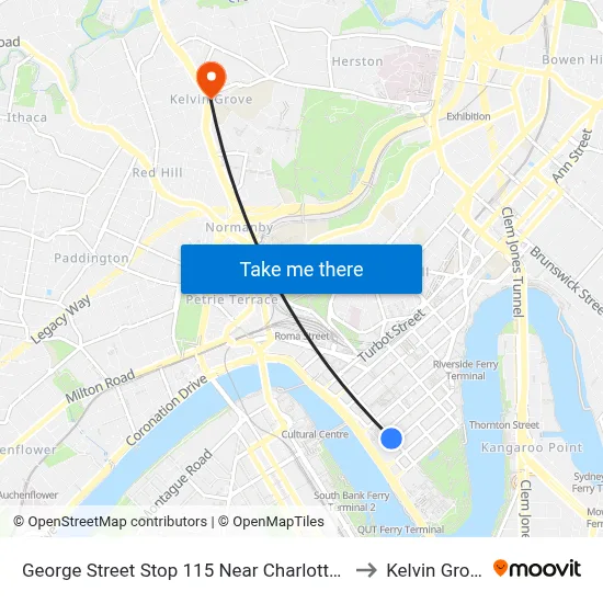 George Street Stop 115 Near Charlotte St to Kelvin Grove map