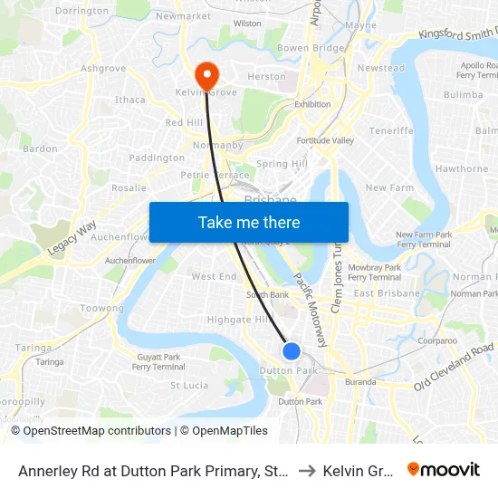 Annerley Rd at Dutton Park Primary, Stop 10 to Kelvin Grove map