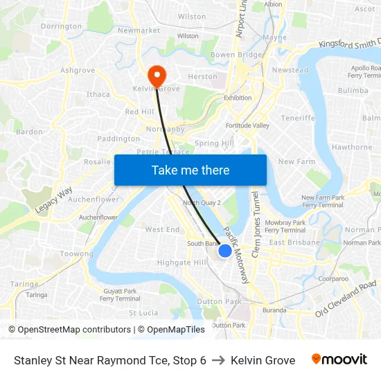 Stanley St Near Raymond Tce, Stop 6 to Kelvin Grove map