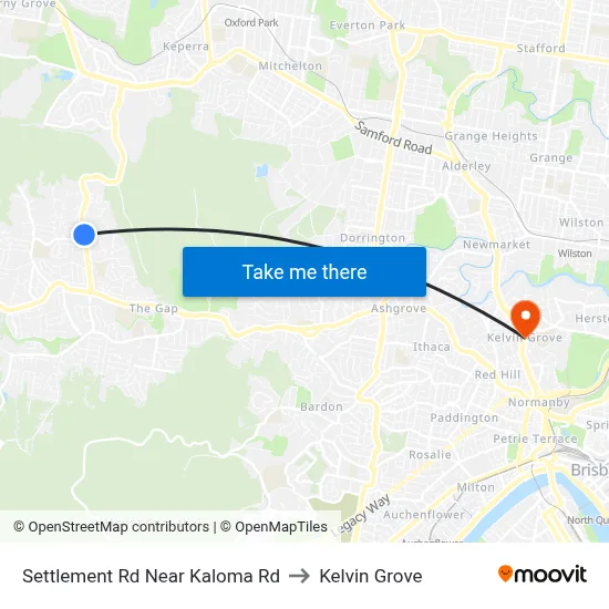Settlement Rd Near Kaloma Rd to Kelvin Grove map