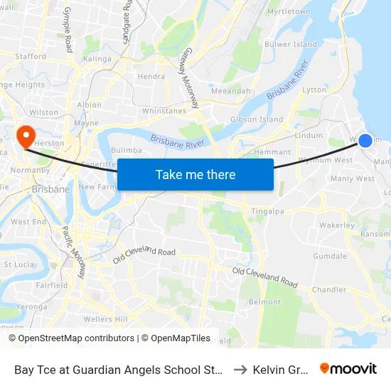 Bay Tce at Guardian Angels School Stop 95 to Kelvin Grove map