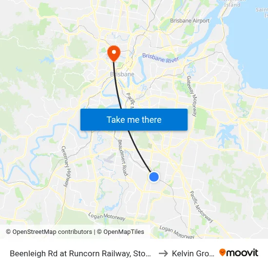 Beenleigh Rd at Runcorn Railway, Stop 72 to Kelvin Grove map