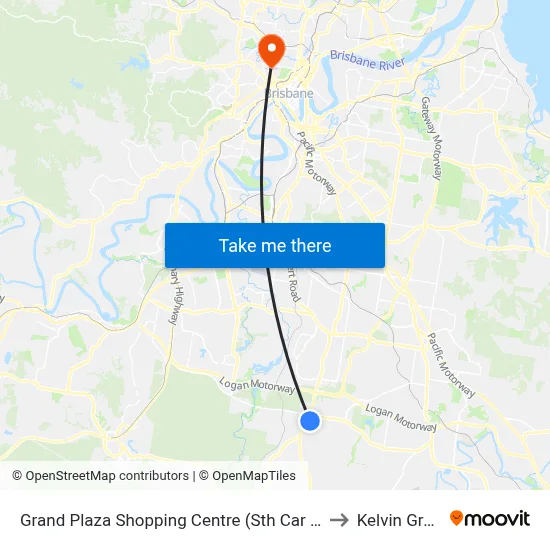 Grand Plaza Shopping Centre (Sth Car Park) to Kelvin Grove map