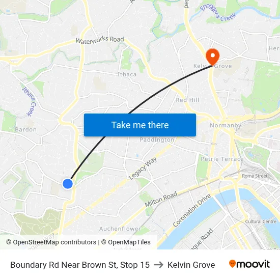 Boundary Rd Near Brown St, Stop 15 to Kelvin Grove map
