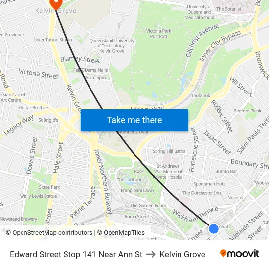 Edward Street Stop 141 Near Ann St to Kelvin Grove map