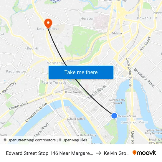 Edward Street Stop 146 Near Margaret St to Kelvin Grove map