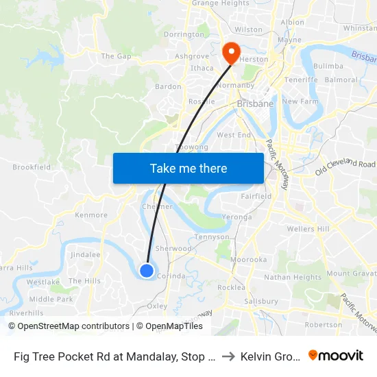 Fig Tree Pocket Rd at Mandalay, Stop 44 to Kelvin Grove map