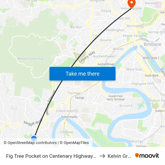 Fig Tree Pocket on Centenary Highway Siding to Kelvin Grove map