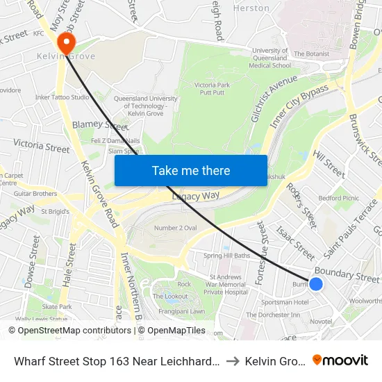 Wharf Street Stop 163 Near Leichhardt St to Kelvin Grove map