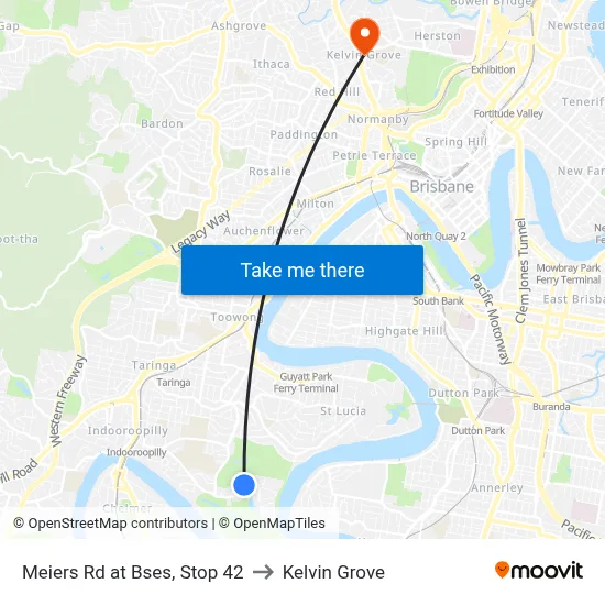 Meiers Rd at Bses, Stop 42 to Kelvin Grove map