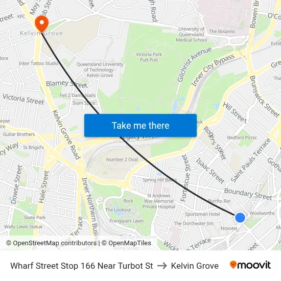 Wharf Street Stop 166 Near Turbot St to Kelvin Grove map