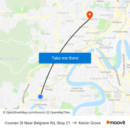 Coonan St Near Belgrave Rd, Stop 21 to Kelvin Grove map