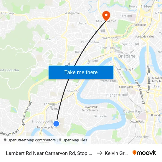 Lambert Rd Near Carnarvon Rd, Stop 36/27 to Kelvin Grove map