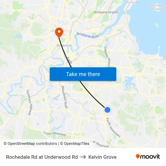 Rochedale Rd at Underwood Rd to Kelvin Grove map