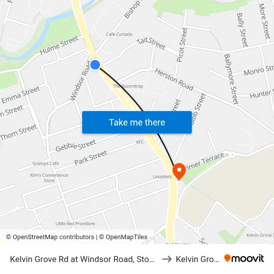 Kelvin Grove Rd at Windsor Road, Stop 16 to Kelvin Grove map