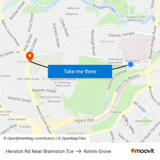 Herston Rd Near Bramston Tce to Kelvin Grove map
