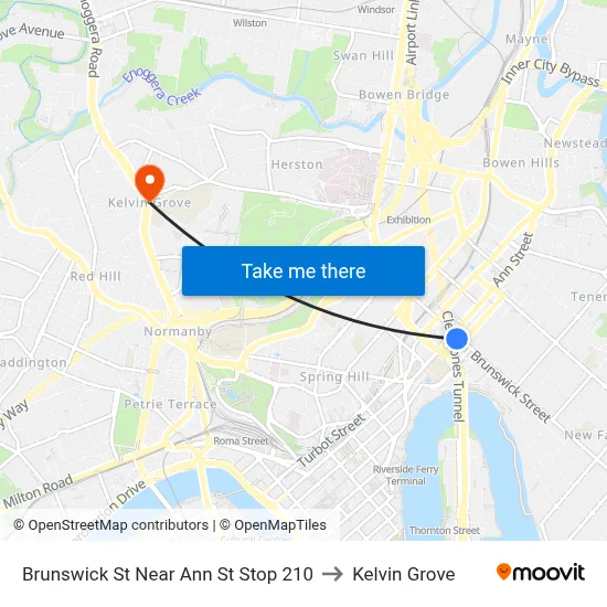 Brunswick St Near Ann St Stop 210 to Kelvin Grove map