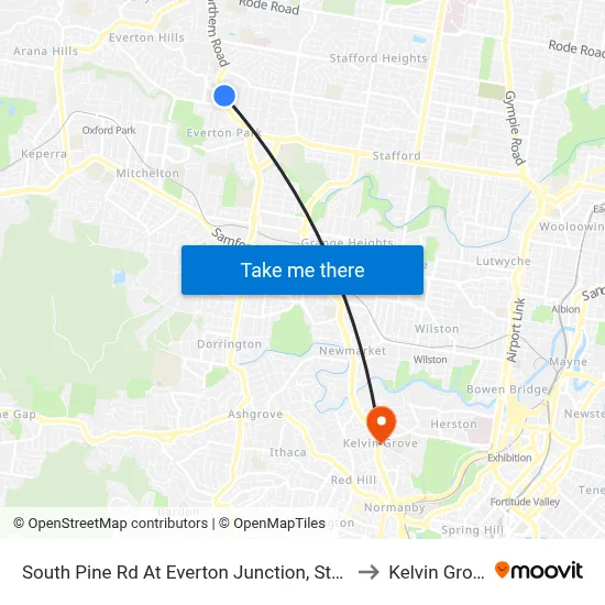South Pine Rd At Everton Junction, Stop 7 to Kelvin Grove map