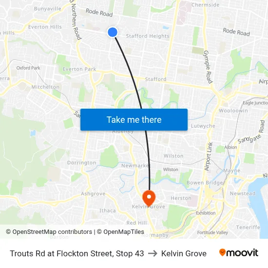 Trouts Rd at Flockton Street, Stop 43 to Kelvin Grove map