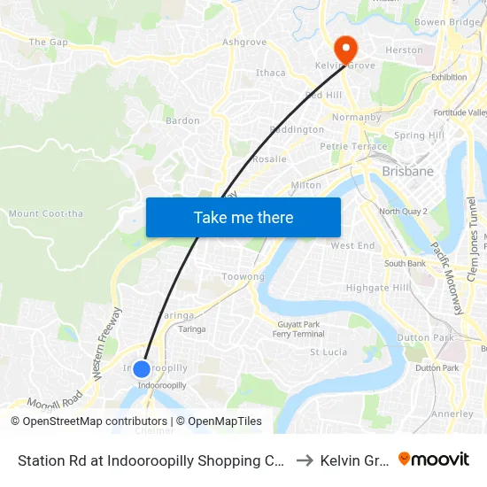 Station Rd at Indooroopilly Shopping Ctr, Stop E to Kelvin Grove map