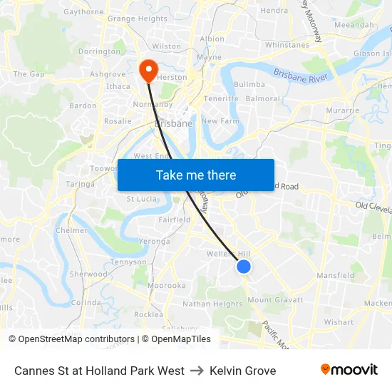 Cannes St at Holland Park West to Kelvin Grove map