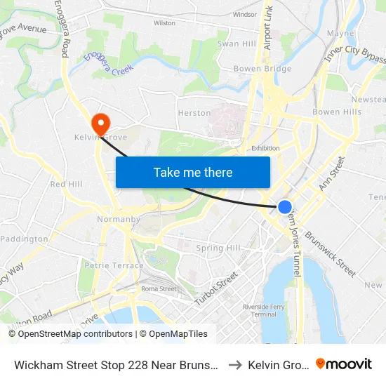Wickham Street Stop 228 Near Brunswick to Kelvin Grove map