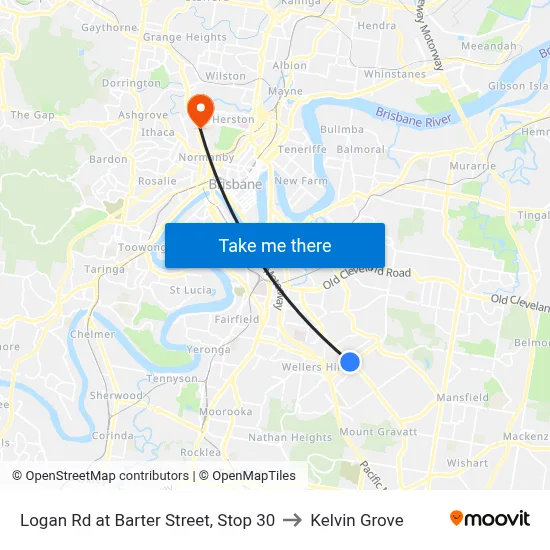 Logan Rd at Barter Street, Stop 30 to Kelvin Grove map