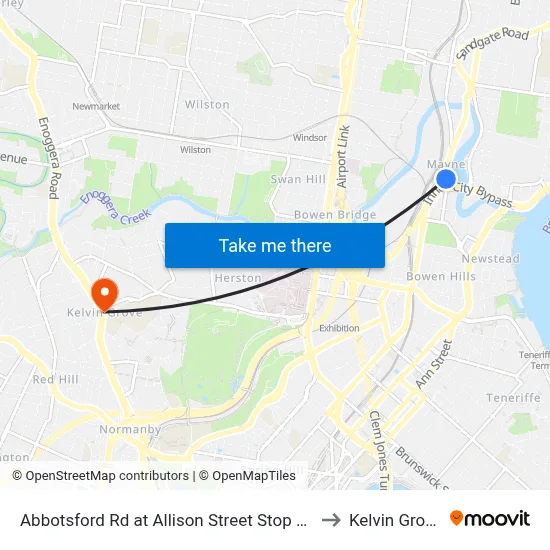 Abbotsford Rd at Allison Street Stop 16 to Kelvin Grove map