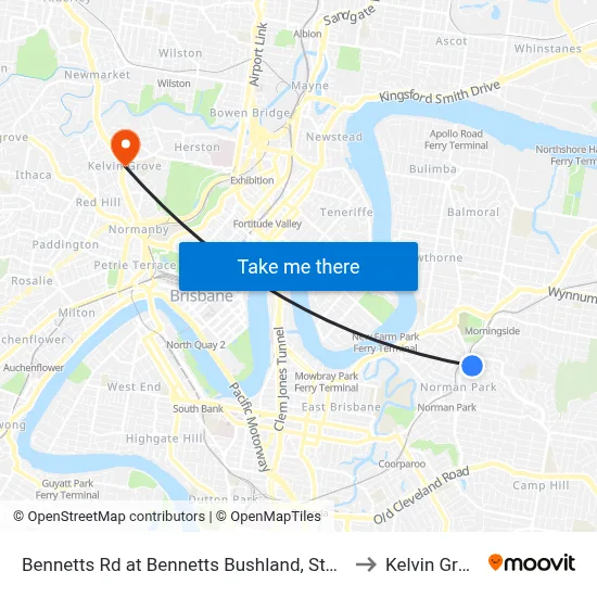 Bennetts Rd at Bennetts Bushland, Stop 29 to Kelvin Grove map