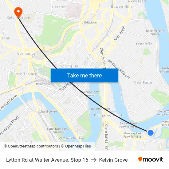 Lytton Rd at Walter Avenue, Stop 16 to Kelvin Grove map