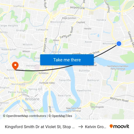Kingsford Smith Dr at Violet St, Stop 35 to Kelvin Grove map