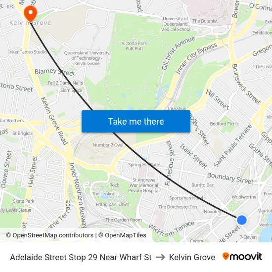 Adelaide Street Stop 29 Near Wharf St to Kelvin Grove map