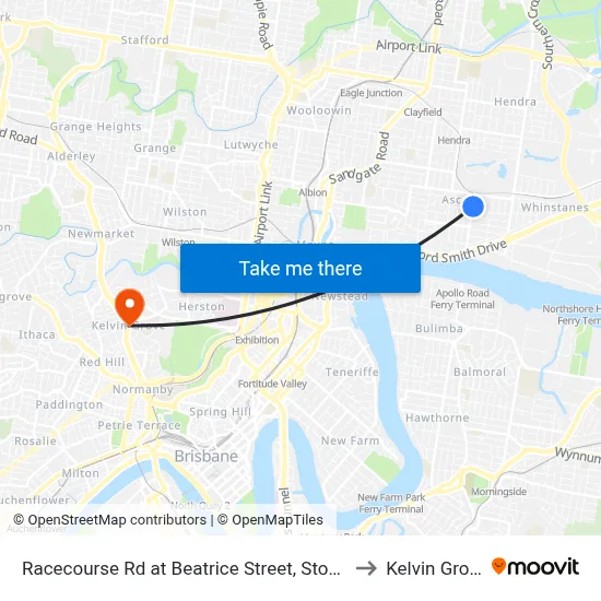 Racecourse Rd at Beatrice Street, Stop 22 to Kelvin Grove map