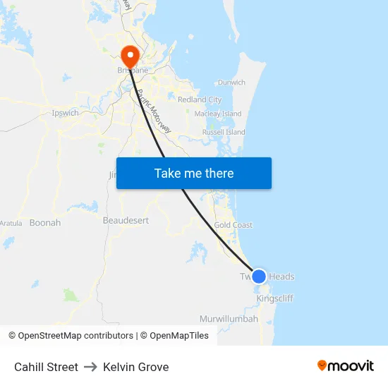 Cahill Street to Kelvin Grove map