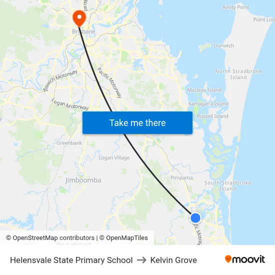 Helensvale State Primary School to Kelvin Grove map