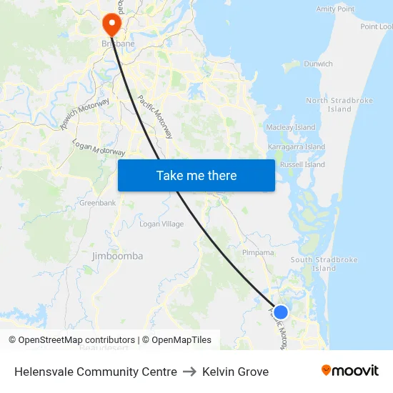 Helensvale Community Centre to Kelvin Grove map