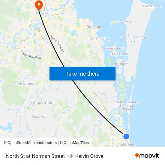 North St at Norman Street to Kelvin Grove map